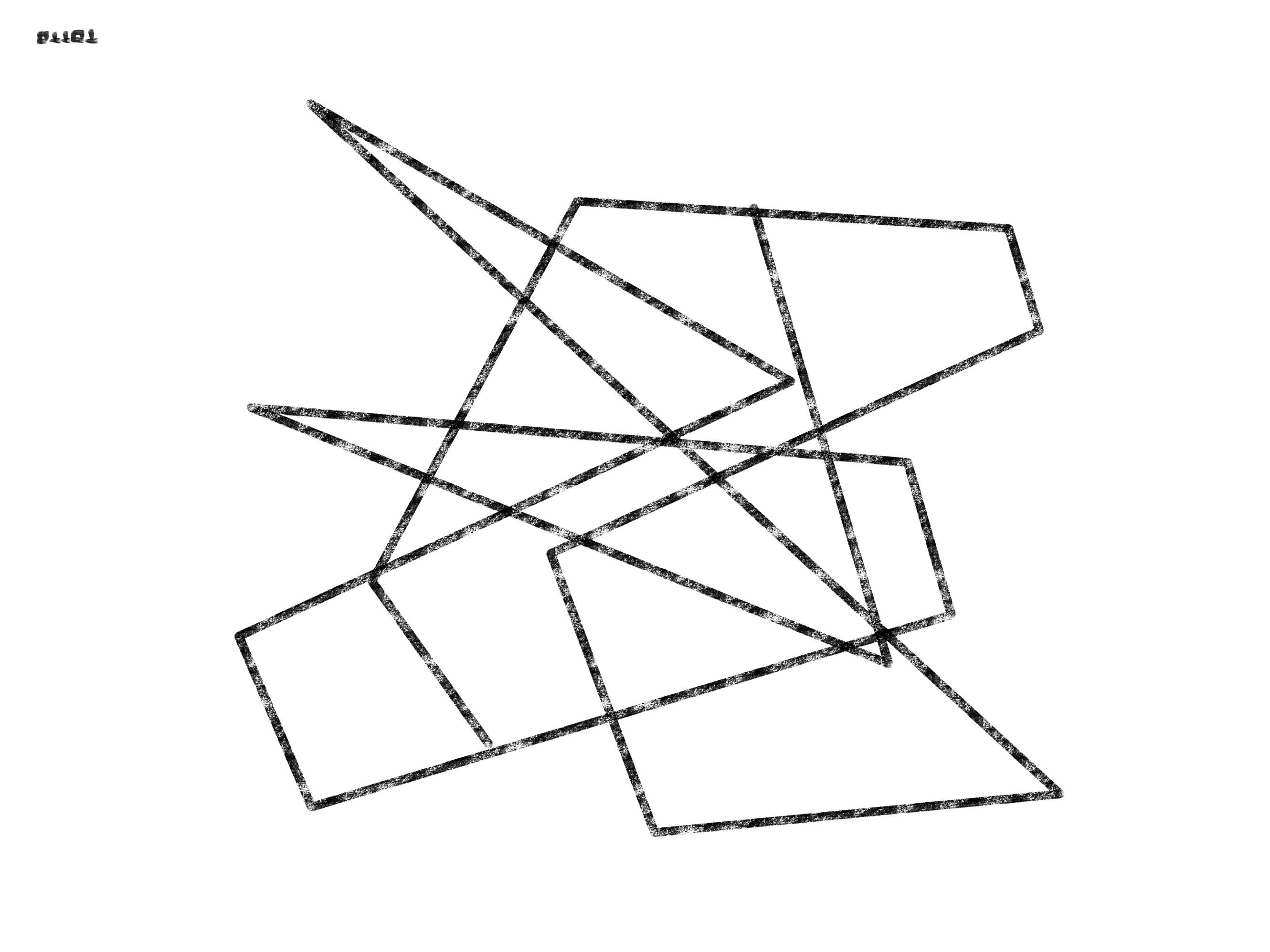 Original sketch for Running Polar Bear by TOTTO — the geometric drawing that developed into the early polar bear works beginning in 2019.